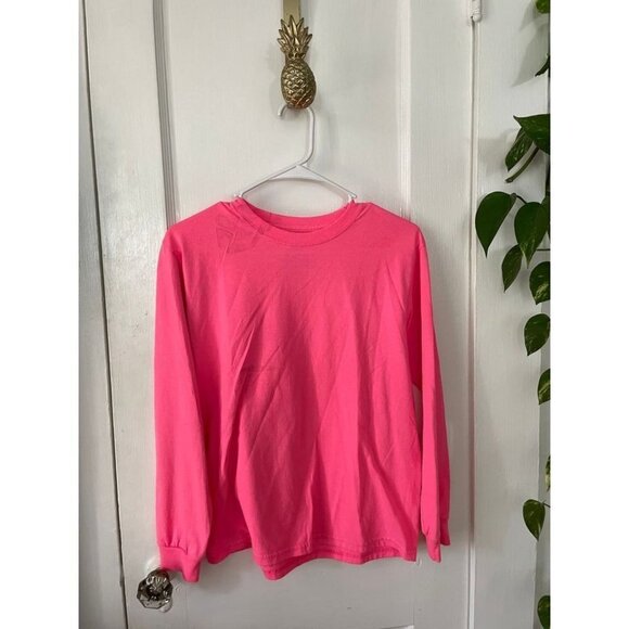 Fruit of the Loom Youth size X-large 14/16 Bright Pink Long Sleeve Top - Picture 1 of 7